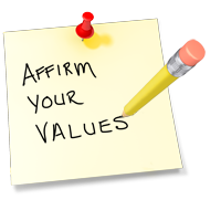 Affirm Your Values sticky note