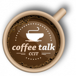 Top of coffee cup with Coffee Talk logo on top