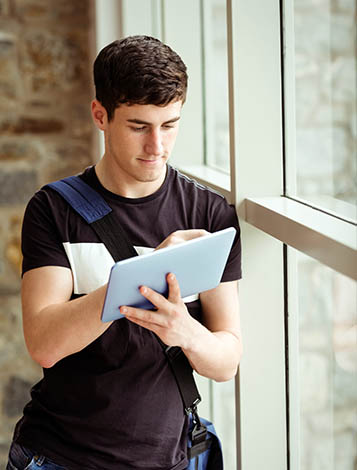 student on a tablet