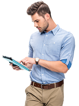 Man reviewing items on ipad