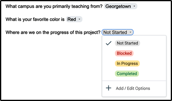 Example of a Dropdown Chip in Google Docs