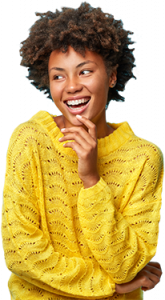 Cheerful and pleasant black woman