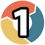The number 1 inside of multi-colored circle arrow