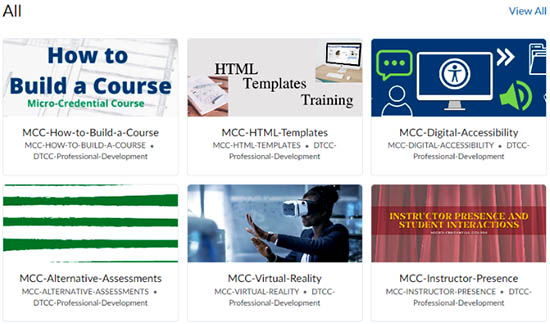 micro-credential courses page view