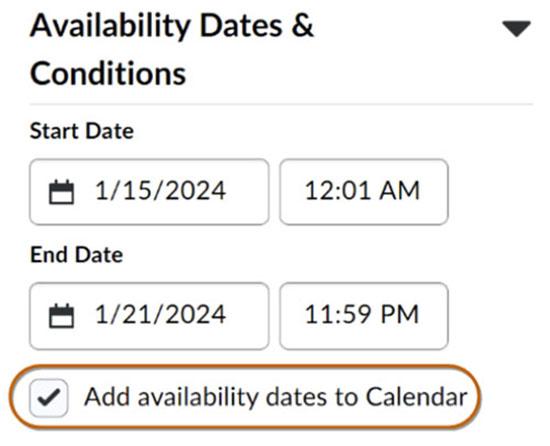 Availability Dates and Conditions