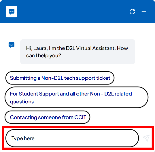D2L Text Chat Box