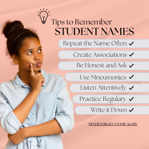 Image with the list of 7 tips to remember student names