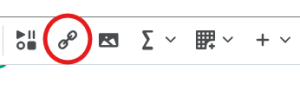 Image of HTML editor bar from D2L with the Quick Link icon circled in red